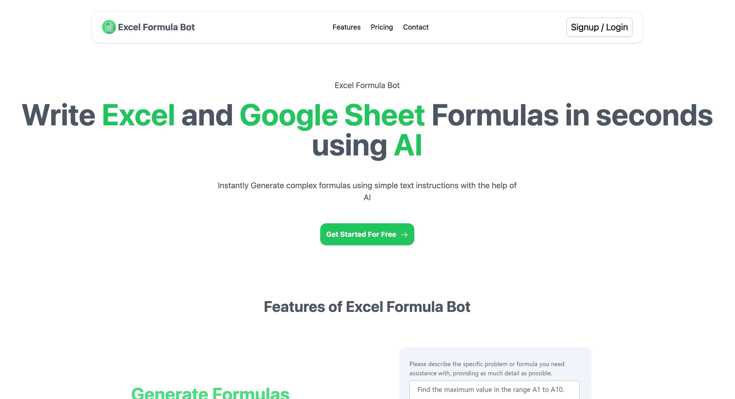 Excel Formula Bot screenshot